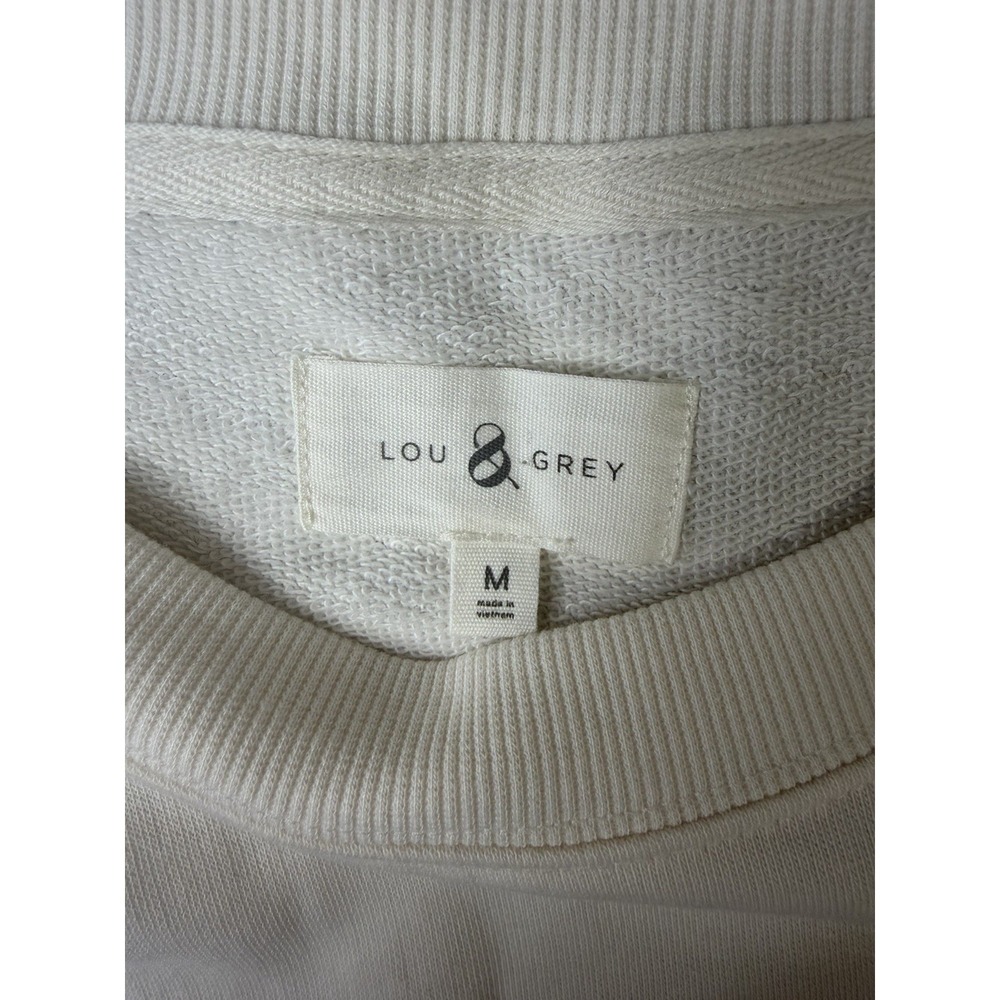 Lou & Grey Ivory Sweatshirt Medium Striped Sleeve Raglan Pullover Athleisure - Picture 3 of 9